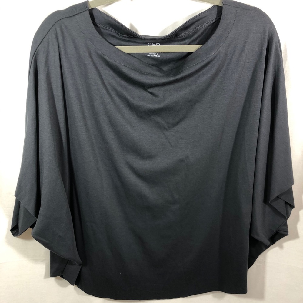 Planet by Lauren G Grey Blue Top One Size Fits All